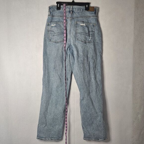 AMERICAN EAGLE Sz 10 Jeans Light Wash Distressed Stretch Y2k Baggy - Picture 2 of 6